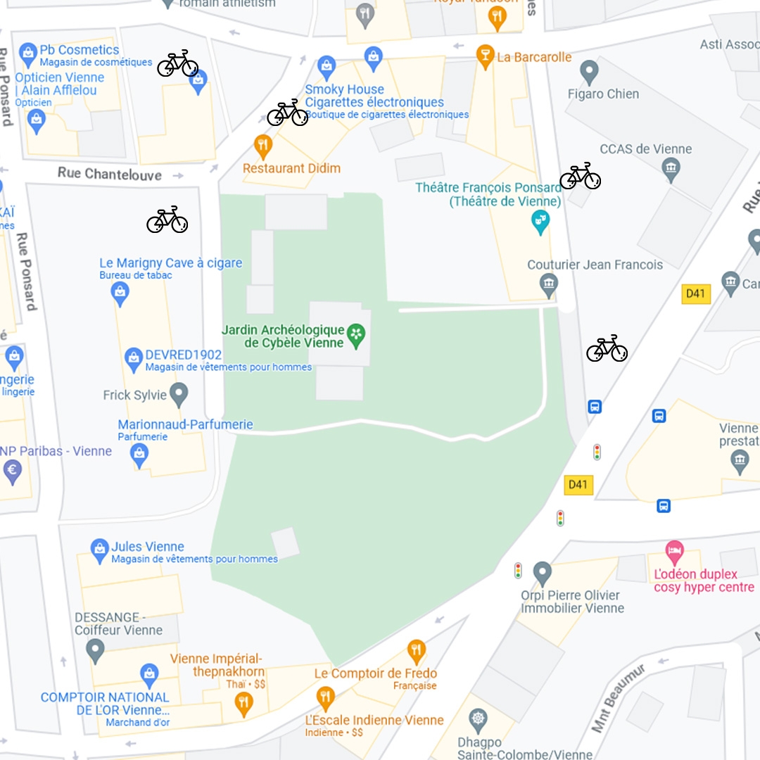 Carte des parkings à vélo autour de Cybèle